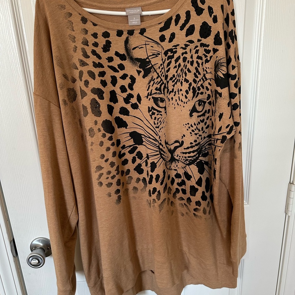 Chico's Zenergy  and Black Leopard Patterned Sweatshirt